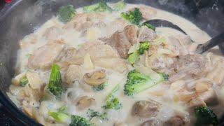 Homemade creamy chicken with mushrooms and broccoli #angsarap trynyo#lutongbahay ​⁠