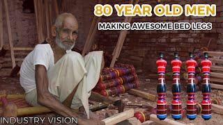 80 year old man amazing bed leg making with woodworking tools - KNP Tech Tv