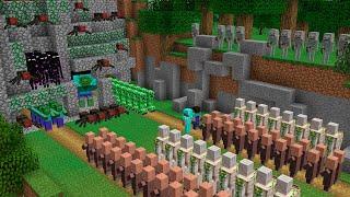 VILLAGERS ATTACKED THE CAVE OF ALL MONSTERS IN MINECRAFT NOOB vs PRO battle