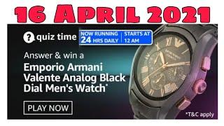 Amazon quiz Asnwers Today | Emporio Armani Valente Analog Black Dail Men's  Quiz | 16 April 2021