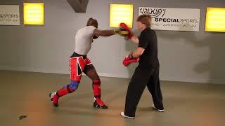 Jerrel Venetiaan K1 Kickboxing champion, training on the boxing pads with top trainer Peter Teijsse.