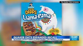 State Health Department expands Quaker Oats recall to include Chewy Dipps Llama Rama Granola Bar