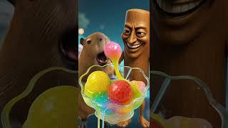 Capybara & Tung Tung Tung Sahur Eat Rainbow Bubble Candy! Sweetest Slime Balls Ever!