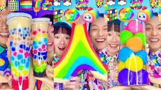 Rainbow Small to Giant Food Challenge Compilation! bubble tea boba (Part3)