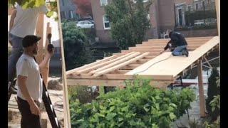 Trotse Klant Filmt Montageteam bij Opbouw Buitenverblijf | Van Kooten Tuin & Buiten Leven