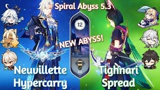 NEW Spiral Abyss 5.3! C0 NEUVILLETTE HYPERCARRY x C0 TIGHNARI SPREAD | Floor 12 | Genshin Impact