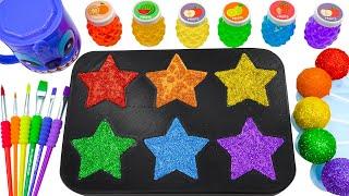 Satisfying Video l How To Make Rainbow Glitter Lollipop Candy Stars From M&M's Candy Cutting ASMR