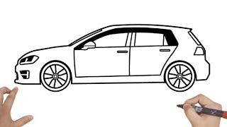 How To Draw Volkswagen Golf Car - Easy Car Drawing step by step