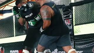 Mark Hunt sparring with Tai Tuivasa & Jake Heun