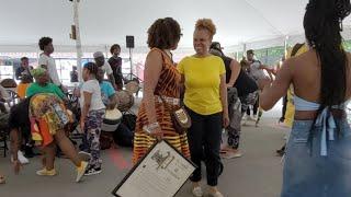 Live drumming in Brooklyn New York City USA