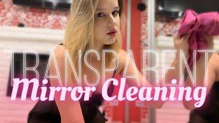 Transparent Mirror Cleaning routine with Sheer Dress | Lilly Bunny