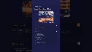 CSS Image Zoom Hover Effect #shots #shortvideo #html #css #webdesign #webdevelopment #cssanimation