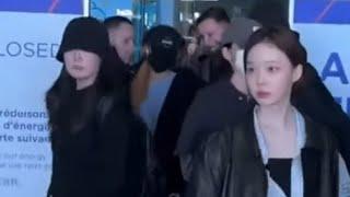 250303 AESPA 에스파 members ️ Arrival in Paris  at CDG Airport for live concert at Zenith