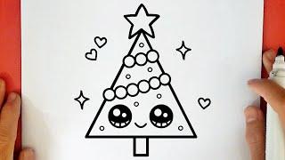 COMO DIBUJAR UN ÁRBOL DE NAVIDAD KAWAII