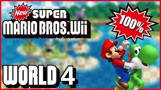 New Super Mario Bros Wii - World 4 (Ocean) 100% multiplayer walkthrough