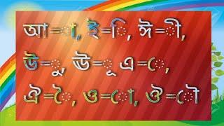 বাংলা স্বরচিহ্ন বা কারচিহ্ন(  া ি ী ু ূ ে ৈ ো ৌ লেখা ও পড়া।। Bangla  sorbormo ছবি স্বরবর্ণ  শিখি ও