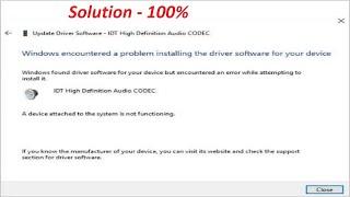 100% Fix – IDT high definition audio codec Windows 10 missing