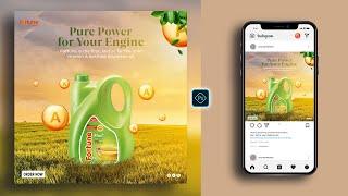 Soybean Oil Social Media Banner Post Design in Photoshop Tutorial