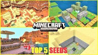 Minecraft PE TOP 5 SEEDS - Mesa Biome NEXT TO Mushroom Biome ! Ruin on Farm & MORE | MCPE 1.12