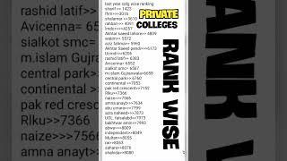 Closing merit of private medical college| private medical colleges | merit list for private medical