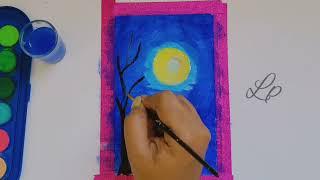 easy watercolor moon painting #Lp Art & Craft