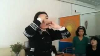 Ayarkhaan's Saidyko Fedorova is playing khomus (mouth harp) in Yakutsk, Russia