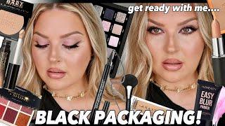 full face of BLACK products challenge  GRWM (packaging challenge)