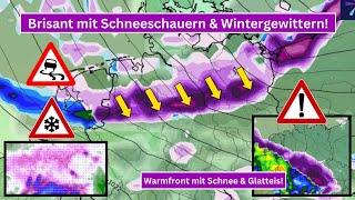 Winterliche Turbulenzen! Erst Schneeschauer & Wintergewitter, dann Warmfront mit Schnee & Glatteis!