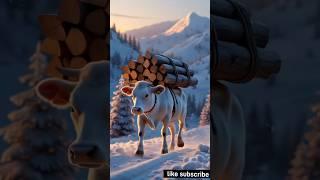 Hardworking Cow vs Mischievous Monkeys – Unexpected Ending! #shorts #cow #sad #monkey #aivideo #ai