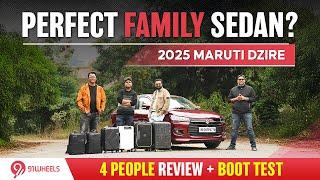 2025 Maruti Dzire 4 people review || Your first family sedan? || Multiple people review + boot test