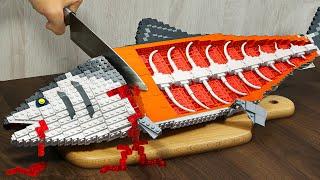 UNEXPECTED and ACCIDENTIAL Catch LEGO Salmon on Magic Paper  Stop Motion Cooking ASMR Satisfying