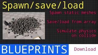 UE5 short tutorials: Спавним крутую кучу, сохраняем/загружаем ее, включем физику по коллайдеру
