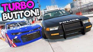 NASCAR Stock Car with TURBO BUTTON Destroys Police Cars in BeamNG Drive Mods!