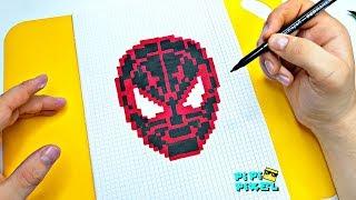 Человек-паук: Через вселенные ! РИСУНКИ ПО КЛЕТОЧКАМ ! PIXEL ART How to Draw Spiderman Spider-Verse