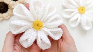 Объёмный вязаный цветок крючком Ромашка Красивый и простой мотив️ Crochet this (3d) daisy with 