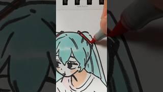 Easier drawing of anime girl Miku ohuhu markers #art #sketchbook