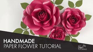 EASY ROSE PAPER FLOWER TUTORIAL | How to make gorgeous paper flowers | DIY Paper Flower Template