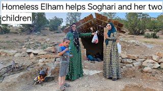 Homeless Elham helps Soghari and her two children