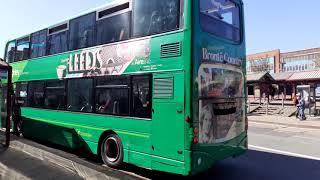 Buses in Shipley Market Square April 2023