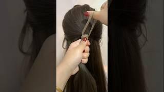 Half Ponytail Bun Hairstyle  #shortsfeed #subscribe #hairstyle #bun #ponytail