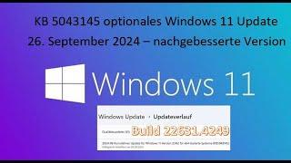 KB 5043145 optionales Windows 11 Update vom 26 09 2024