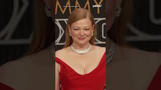 Aussie Succession star Sarah Snook stuns in red at 75th Emmys | #shorts #yahooaustralia