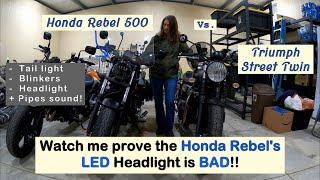 Honda Rebel 500 Headlight Comparison with Triumph Street Twin