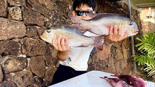 Spearfishing New Spots For Mu, BIG Goats, And GIANT Invasives! | Mu Catch And Cook