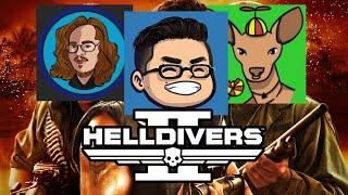 3 idiots shoot bugs - Helldivers 2