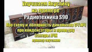 Улучшаем акустику на примере S90 \ про схему, про полярность динамиков, замер АЧХ, про компоненты.