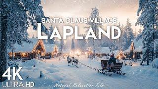 Winter Lapland, Finland 4K UHD  Santa Claus Village  Scenic Relaxation Film with Calming Music