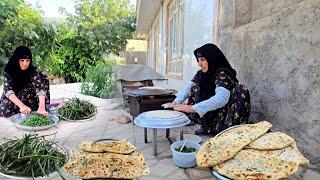 IRAN Village life: baking traditional Kalaneh bread | village cooking | ILAM