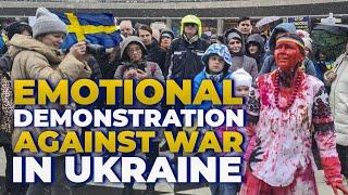 Emontional demonstration against war in Ukraine