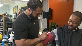 A barber shop where customers get their medical checkups